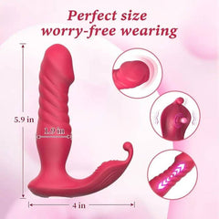 Wearable Tongue Licking G-Spot Vibrator with Remote Control, Thrusting Vibrating Dildo - Adult Sex Toys for Women and Couples