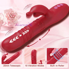 Powerful Rabbit Vibrator – G-Spot & Clitoral Stimulation with Telescopic Rotating Motion