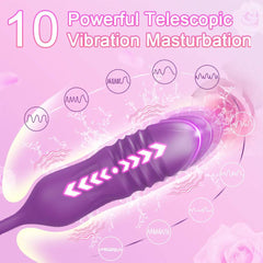 Rose Vibrator with Tongue Licking and Telescopic Dildo