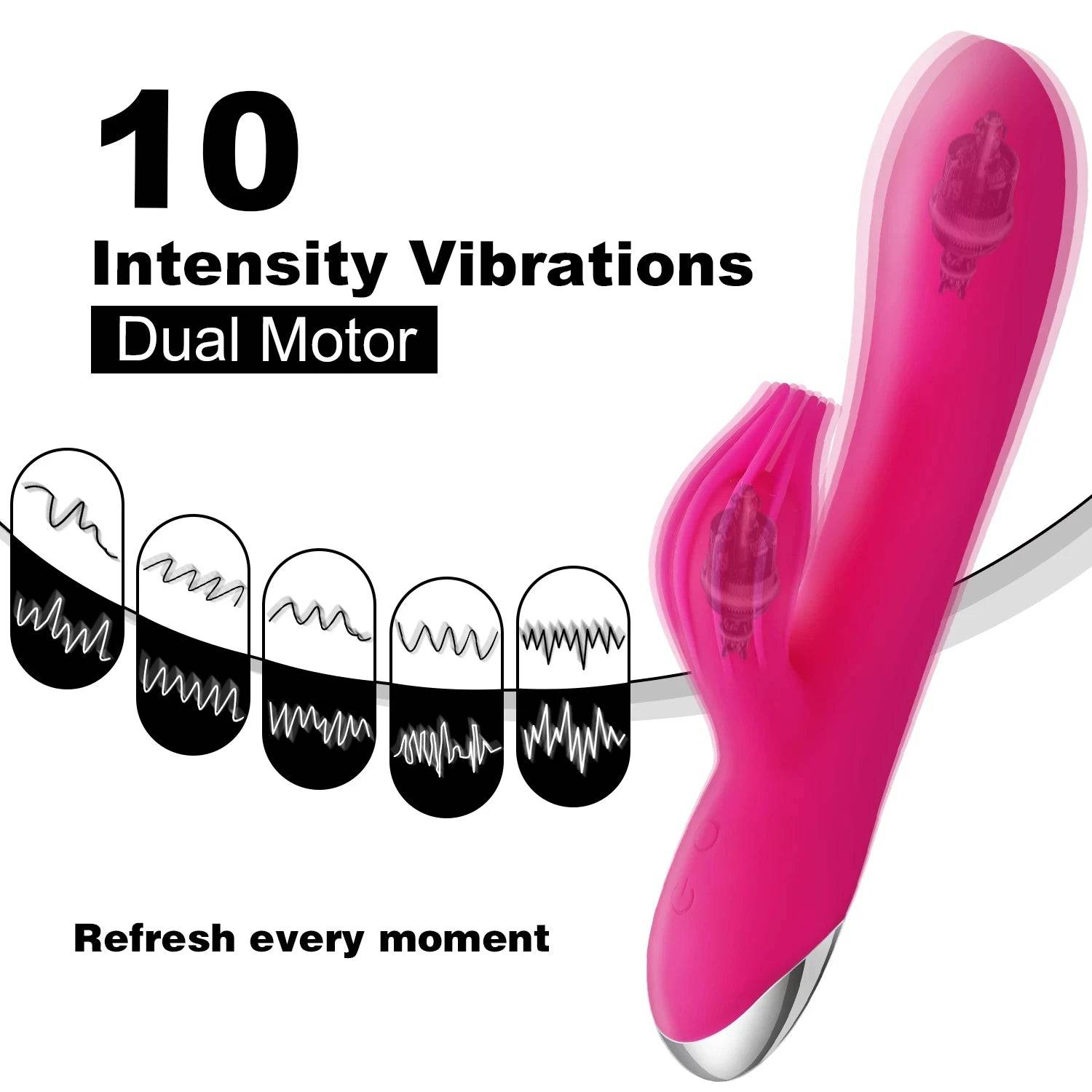 USB Rechargeable 10-Speed Rabbit Vibrator: Powerful Dildo for Women, Clitoris Stimulation and G-Spot Massager - Adult Sex Toy - Passion Pulse Adult