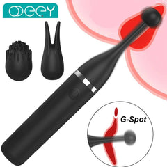 Female Clitoris Vibrator with 3 Replaceable Caps: G-Spot Masturbation Massage Sex Toy for Women and Couples - Adult Erotic Product