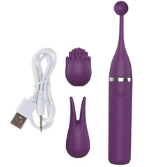 Female Clitoris Vibrator with 3 Replaceable Caps: G-Spot Masturbation Massage Sex Toy for Women and Couples - Adult Erotic Product