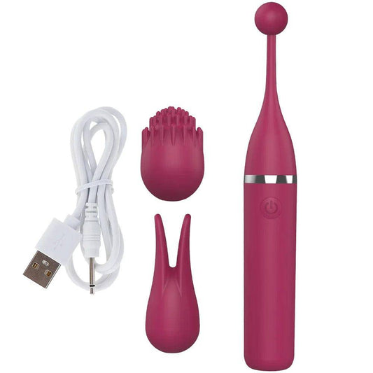 Female Clitoris Vibrator with 3 Replaceable Caps: G-Spot Masturbation Massage Sex Toy for Women and Couples - Adult Erotic Product