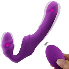 Dual Motor Strapless Strap-On Dildo Vibrator – G-Spot & Clitoral Stimulation for Couples