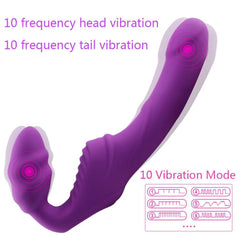 Dual Motor Strapless Strap-On Dildo Vibrator – G-Spot & Clitoral Stimulation for Couples