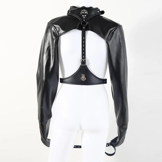 PU Bondage Jacket with Hand and Arm Restraints | Slave Training BDSM Cosplay Fetish Gear for Couples