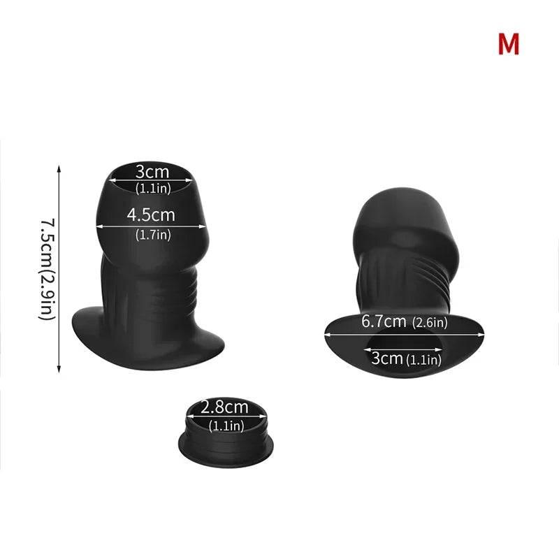 Hollow Silicone Anal Plug – Beaded Tunnel Dilator for Enema and Prostate Massage - Passion Pulse Adult
