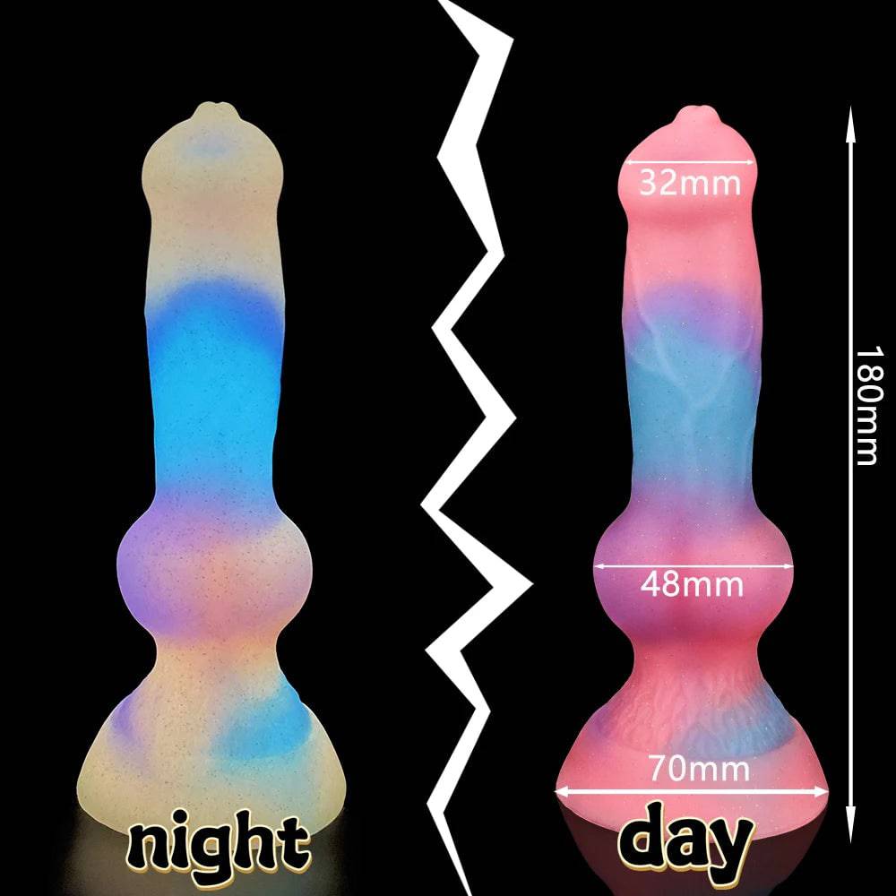 Super Soft Luminous Dog Dildo – Monster-Inspired Suction Cup Anal Toy