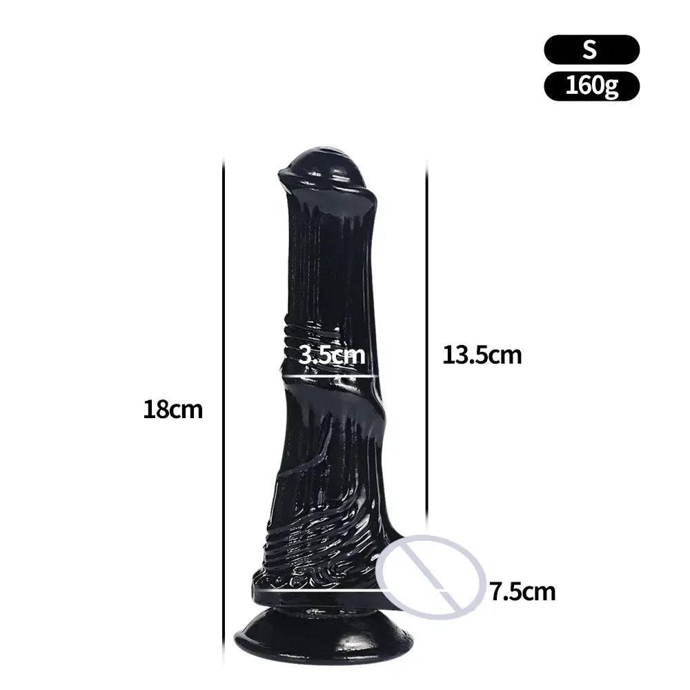 Huge Transparent Black Horse Dildo - Realistic TPE with Strong Suction Cup - Passion Pulse Adult