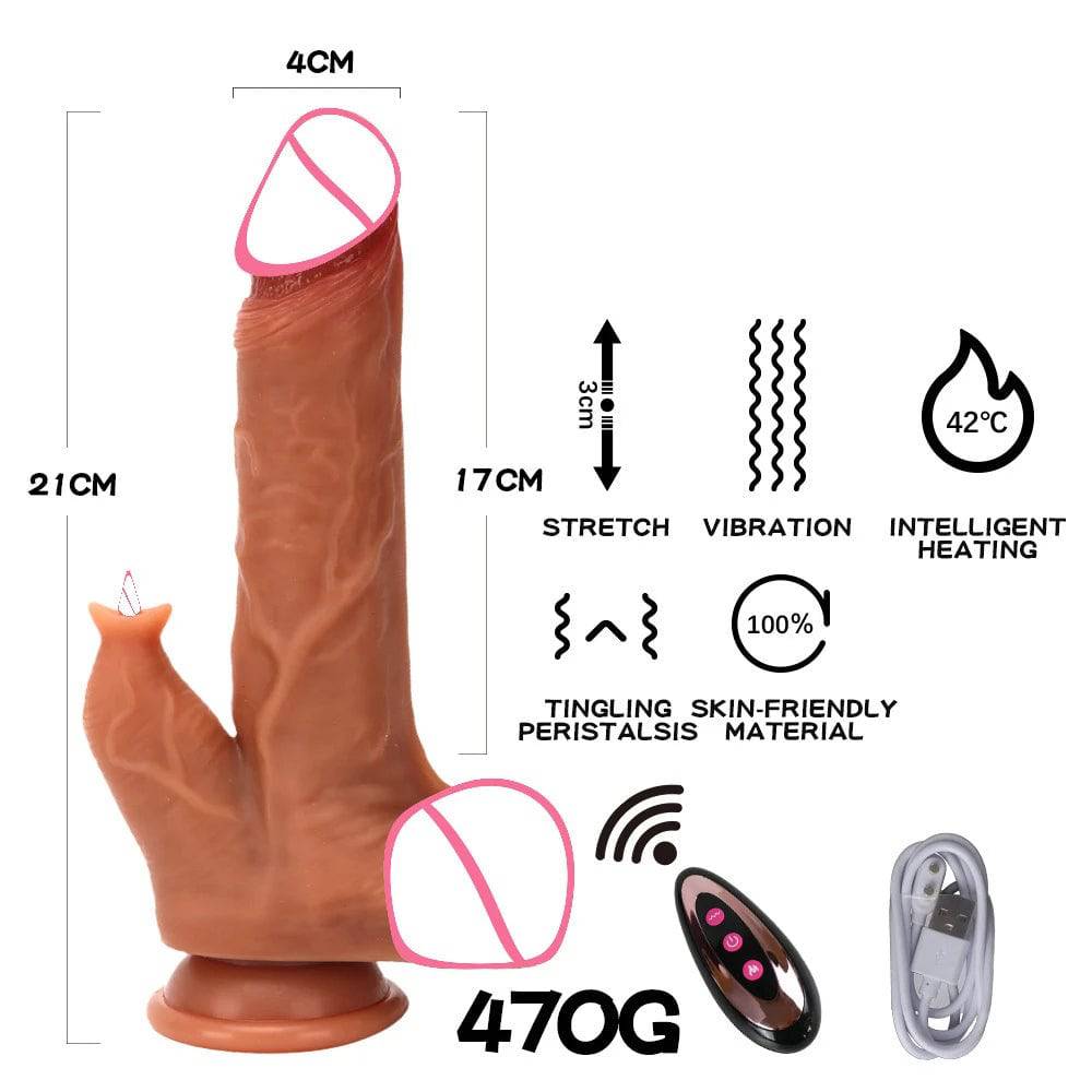 Realistic Penis Automatic Retractable Heated Swing Vibrator with Remote Control  Sex Toy for Woman Masturbator Dildo Adult shop - Passion Pulse Adult
