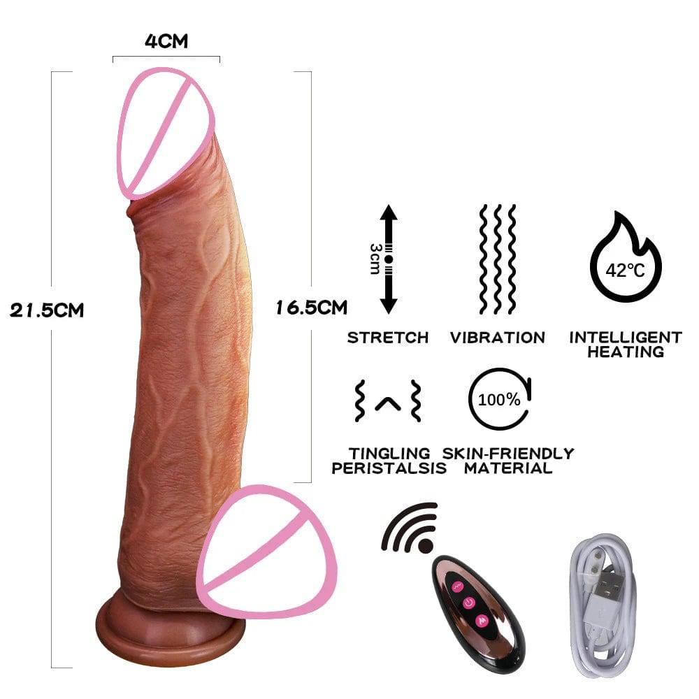 Realistic Penis Automatic Retractable Heated Swing Vibrator with Remote Control  Sex Toy for Woman Masturbator Dildo Adult shop - Passion Pulse Adult