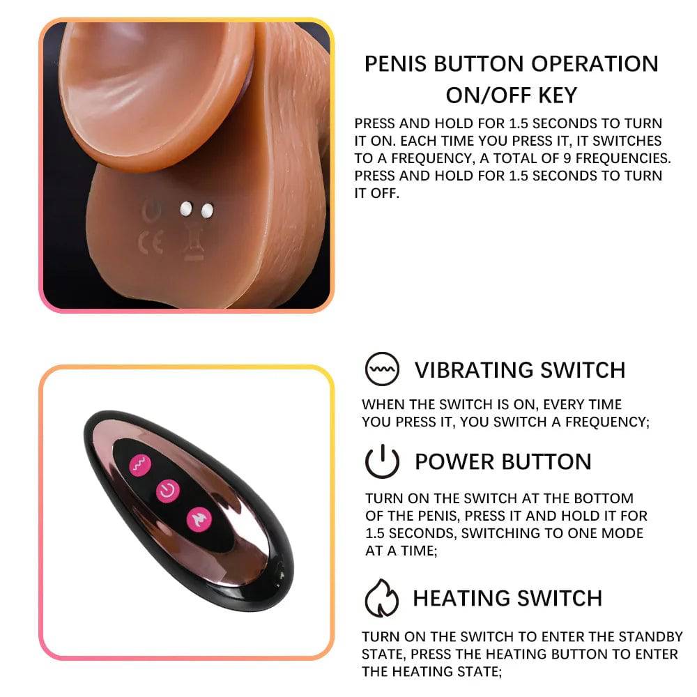 Realistic Penis Automatic Retractable Heated Swing Vibrator with Remote Control  Sex Toy for Woman Masturbator Dildo Adult shop - Passion Pulse Adult