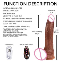 Realistic Penis Automatic Retractable Heated Swing Vibrator with Remote Control  Sex Toy for Woman Masturbator Dildo Adult shop - Passion Pulse Adult