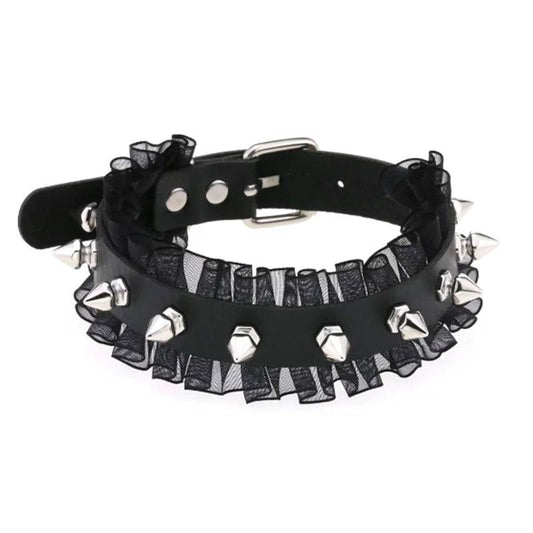 Harajuku Punk Rock Rivet Goth Choker | PU Leather Collar with Heart, Cross & Spikes | Hip Hop Bondage Jewelry for Women