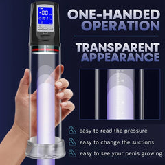 LED Display Electric Vacuum Penis Enlargement Training Pump for Men: Sex Toy Penis Extender with Powerful Suction - Adult Toys