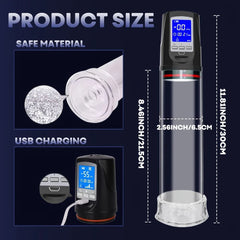 LED Display Electric Vacuum Penis Enlargement Training Pump for Men: Sex Toy Penis Extender with Powerful Suction - Adult Toys