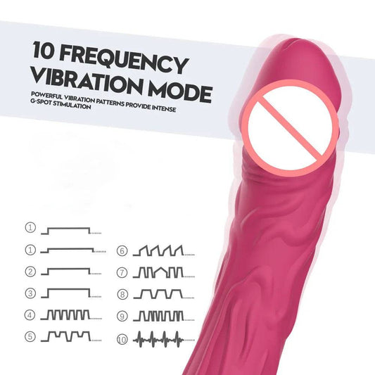 Realistic Silicone Dildo Vibrator – 10 Vibration Modes for G-Spot & Clitoral Stimulation